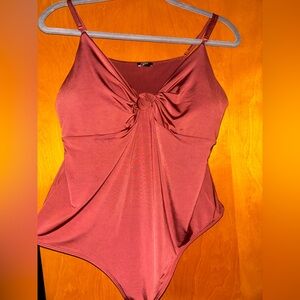 Express Rust Knot Detail Body Contour Bodysuit